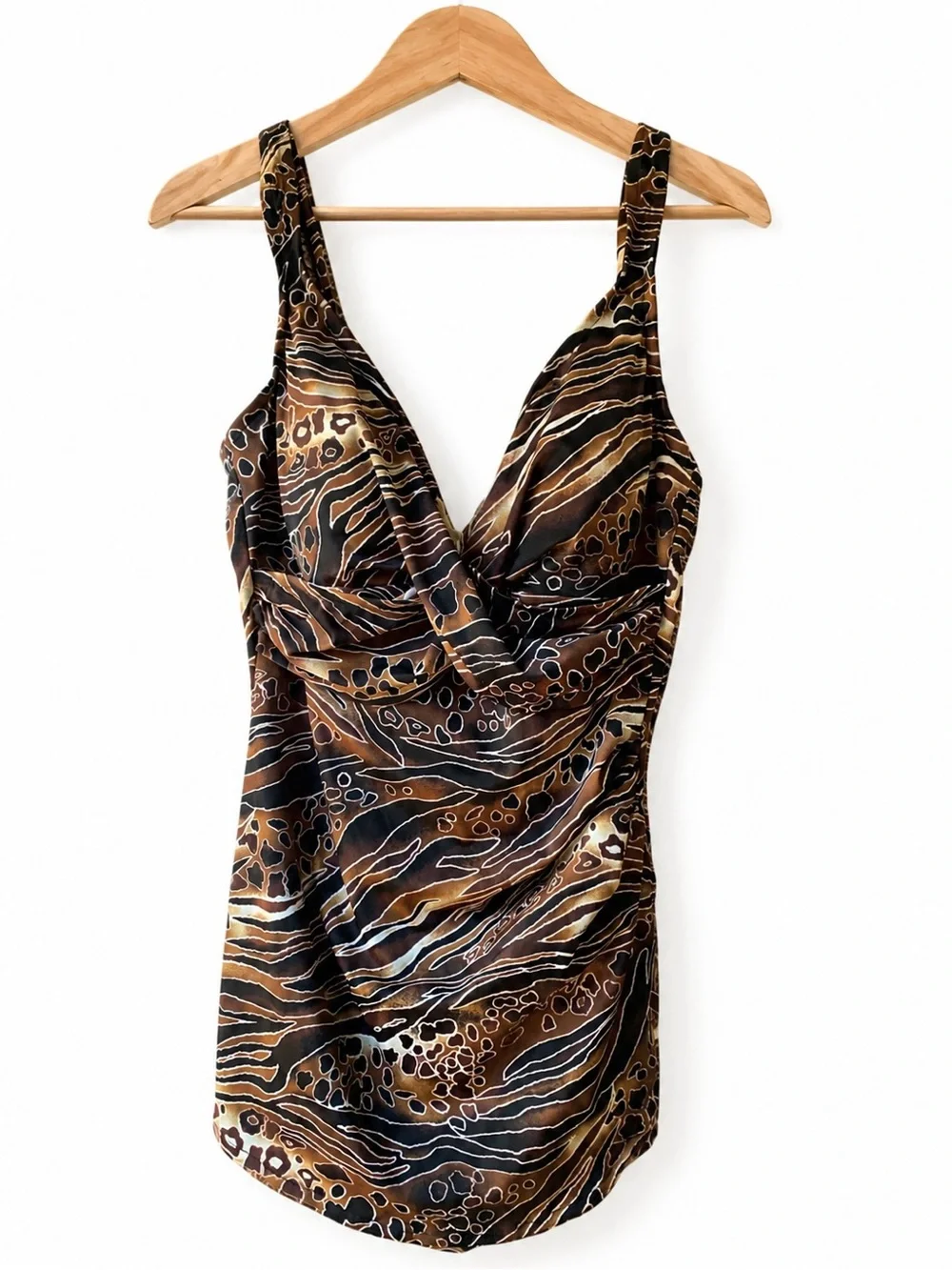 Tropical Escape Brown and Black Animal Print One-Piece Swimsuit 16